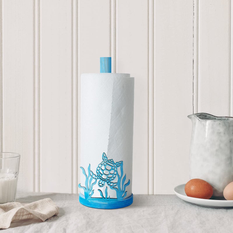 Remerry Beach Paper Towel Holder Nautical Wooden Paper Towel Stand Sea Turtle Octopus Weed Ocean Paper Towel Dispenser Kitchen Farmhouse Accessories for Kitchen Table or Bathroom Decoration(Turtle) - Image 5